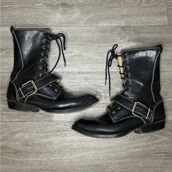 JOHN FLUEVOG EARL OF WARWICKS COVENTRY Lace-Up LEATHER BOOTS Men 9, W 11.5 RARE main image 14